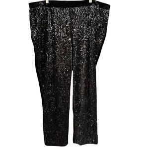 Chico’s Black Sequin Velvet Pants Women’s Size 20